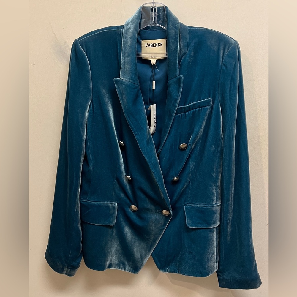 L’Agence Kenzie Double Breasted Velvet Blazer, Size 8
